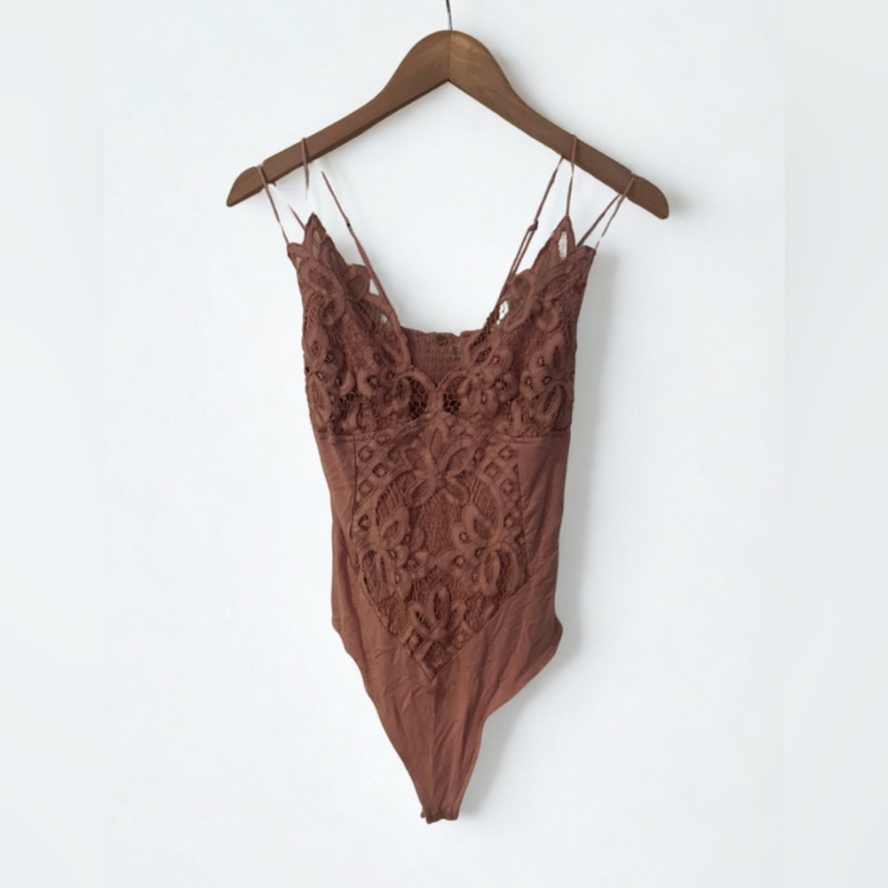 Free People Lace Bodysuit in Brown